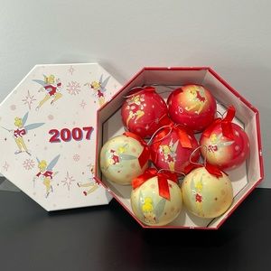 Disney Santa Tinkerbell Decoupage Christmas Ornament Set